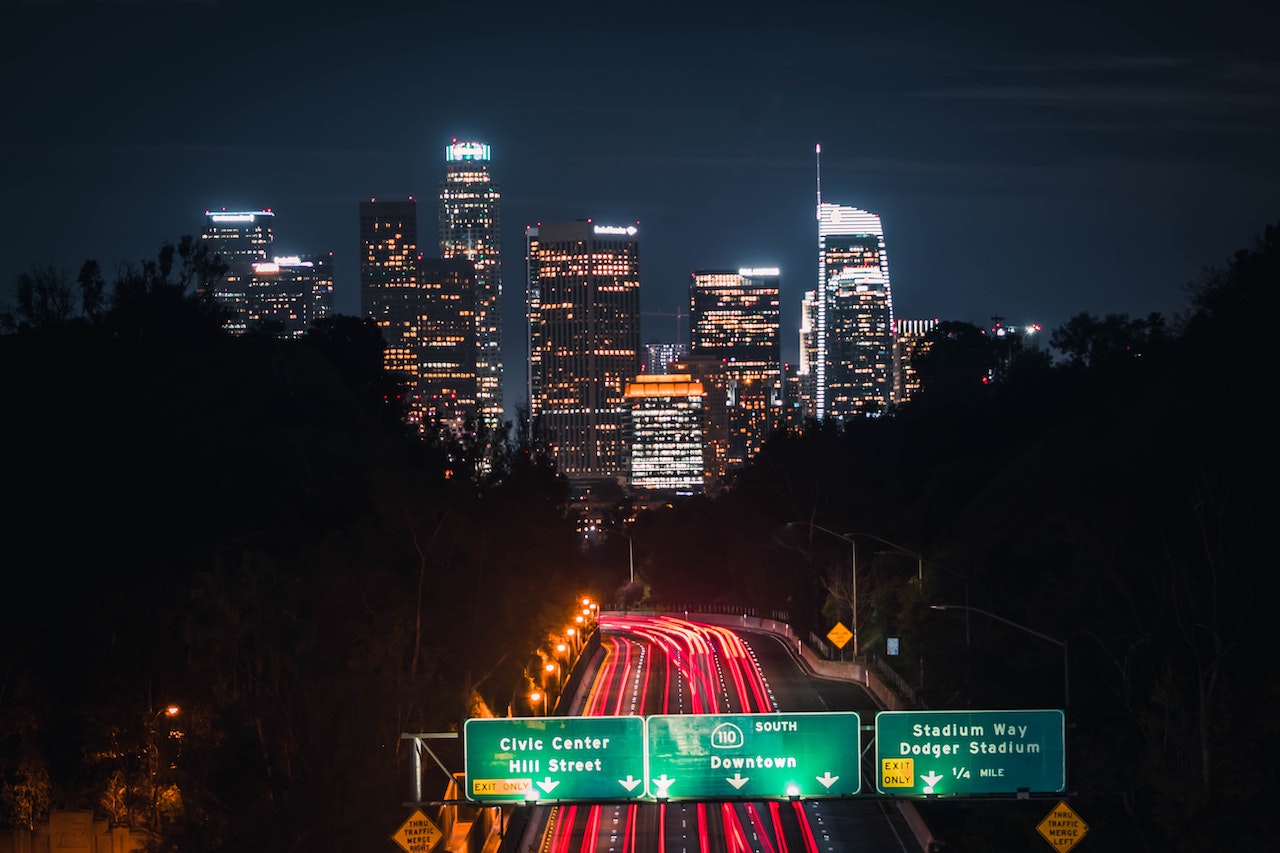 A landscape image of Los Angeles traffic